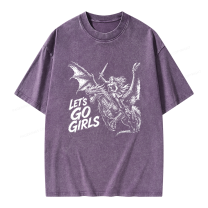 Pagewings Woman Dragon Rider Unisex Washed T-shirt