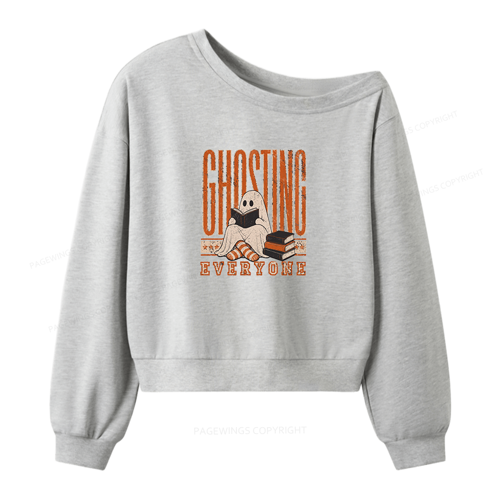 Pagewings Halloween Ghosts Women Off Shoulder Sweatshirt