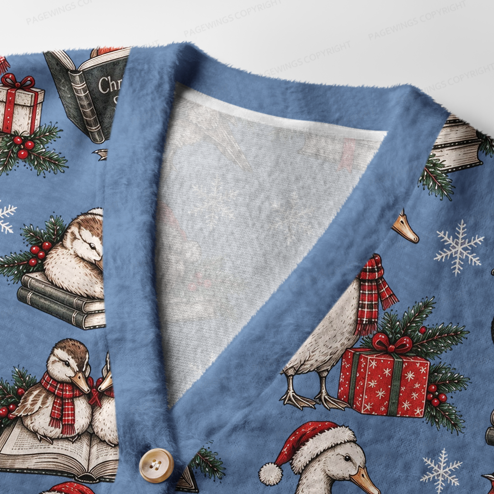 Pagewings Christmas Bookish Light Knit Unisex Cardigan Sweaters