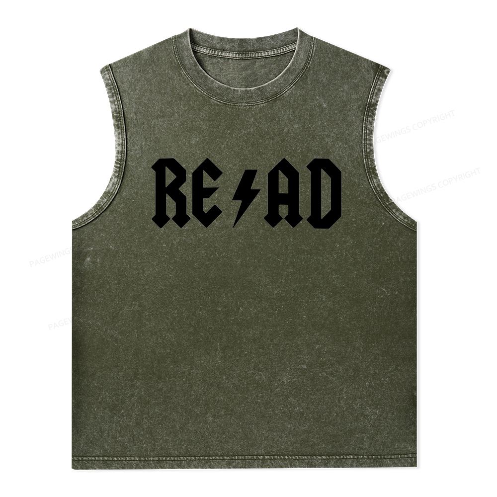 Pagewings Read Back In The Library "rock And Roll" Unisex Washed Tank Top