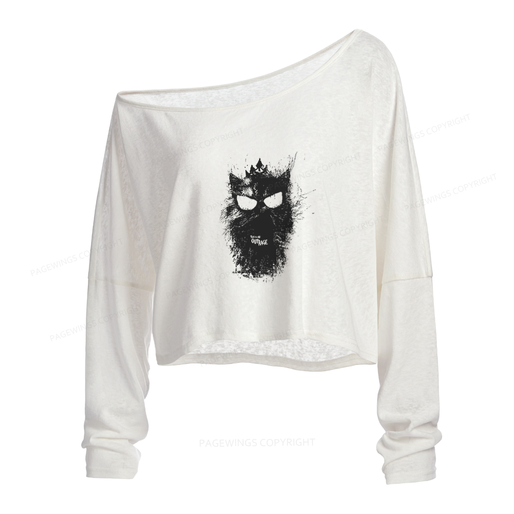 Pagewings This Is An Outrage Slouchy Long Sleeve Off Shoulder T-shirt