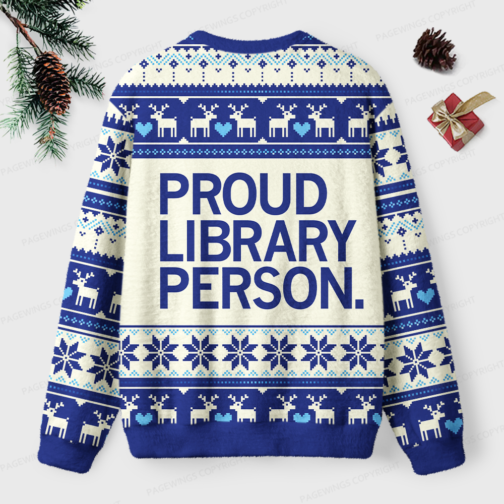 Pagewings Proud Library Person Unisex Ugly Light Knit Sweatshirt