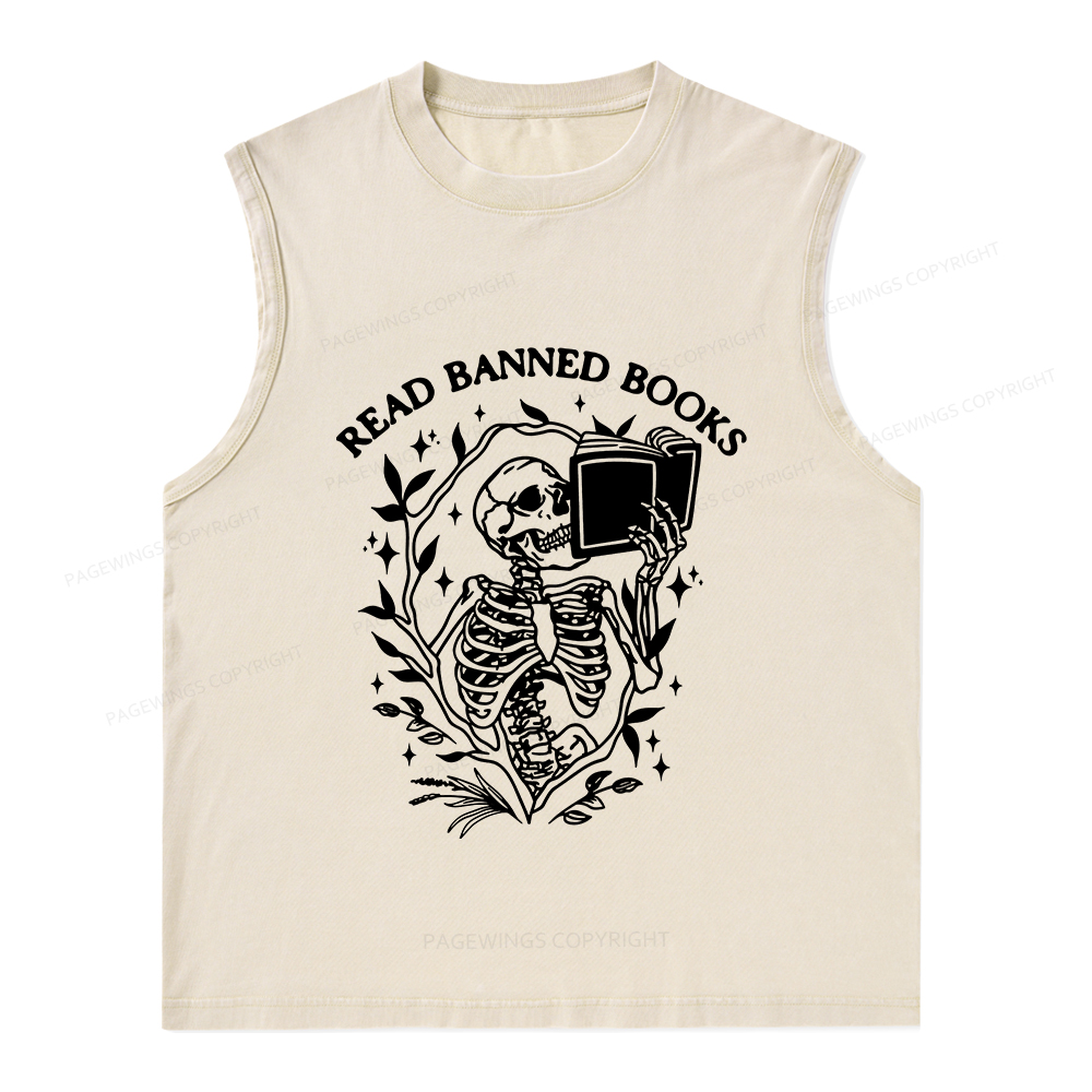 Pagewings Ban The Fascists Save The Books Unisex Washed Tank Top