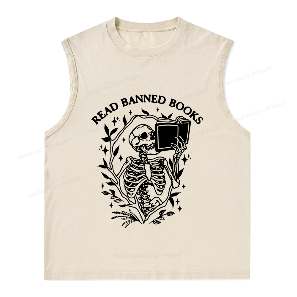 Pagewings Ban The Fascists Save The Books Unisex Washed Tank Top