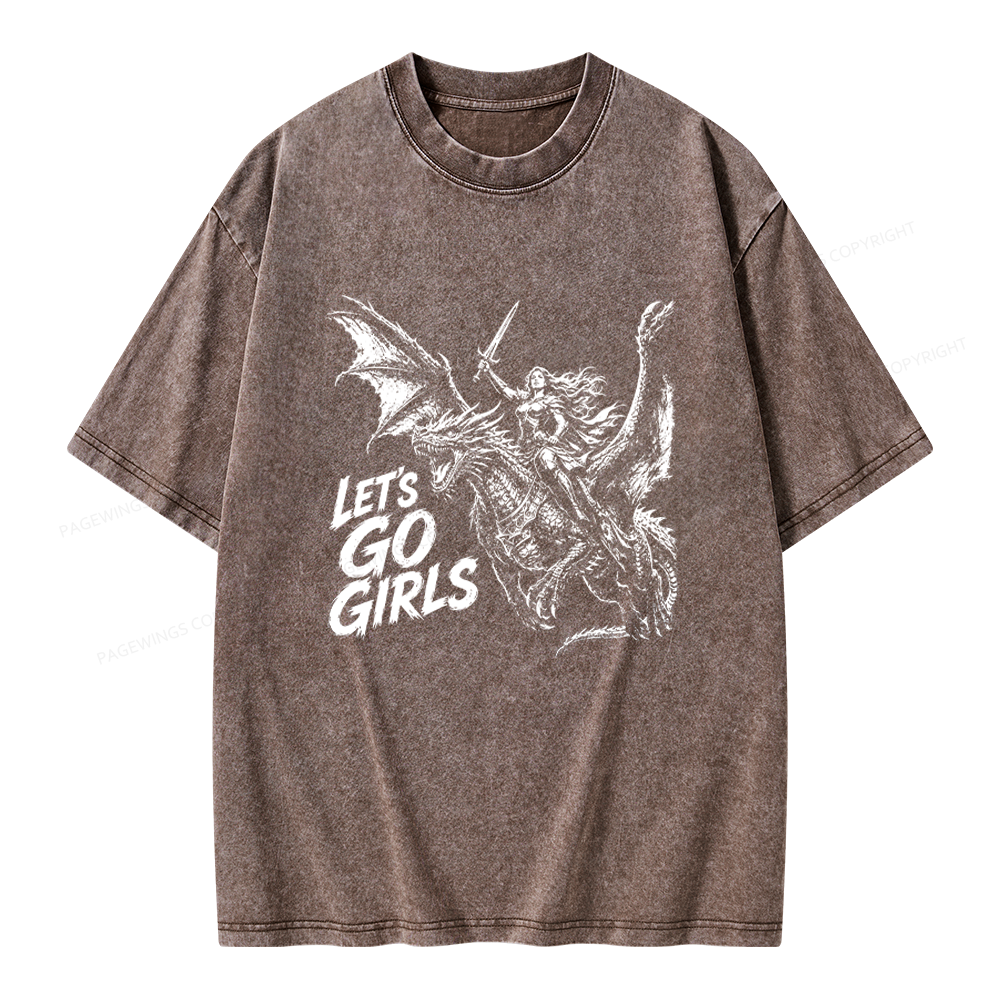 Pagewings Woman Dragon Rider Unisex Washed T-shirt