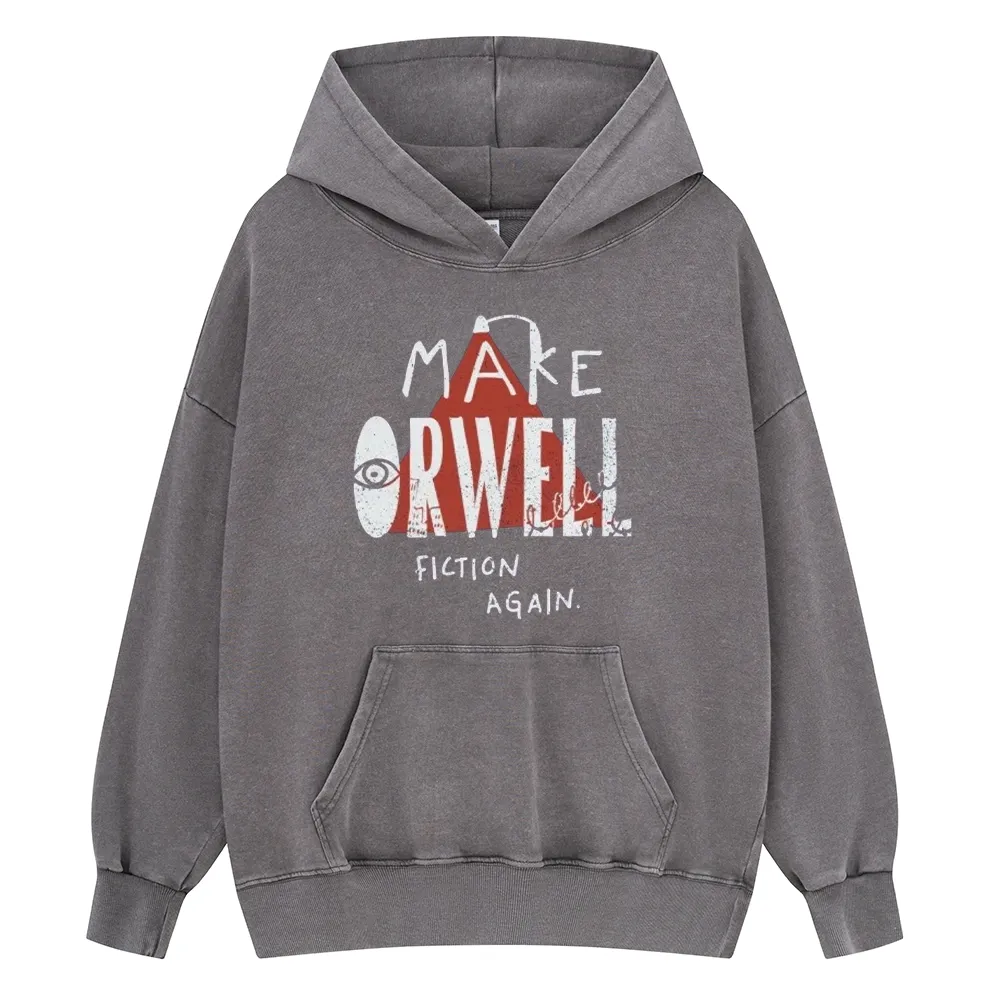 Pagewings Make Orwell Fiction Again Unisex Washed Hoodie
