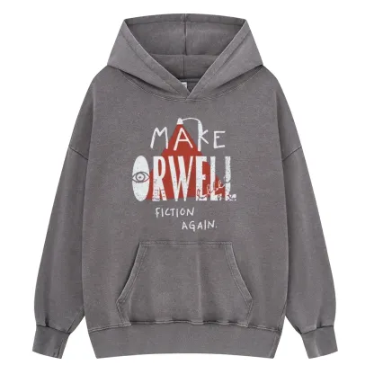 Pagewings Make Orwell Fiction Again Unisex Washed Hoodie