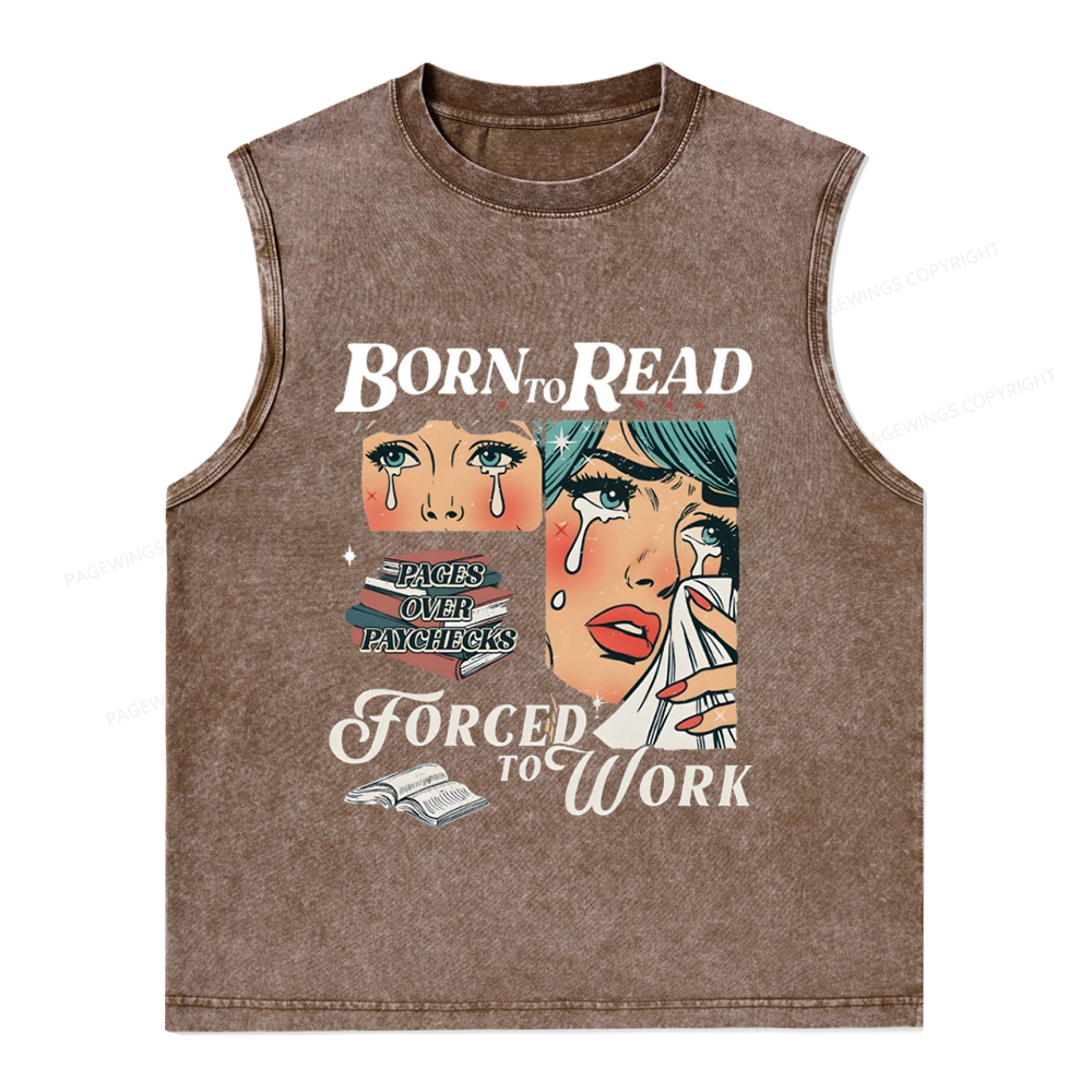 Pagewings Born To Read Bookish Unisex Washed Tank Top