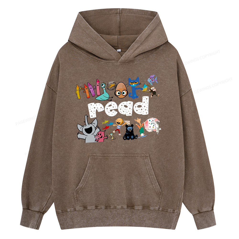 Pagewings Reading Bookish Unisex Washed Hoodie