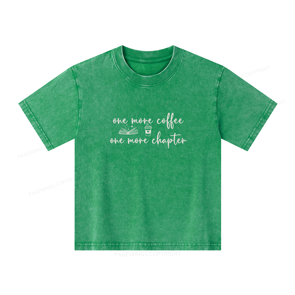 Pagewings Just One More Coffee and Books Unisex Kids Washed T-shirt