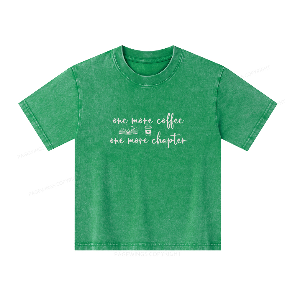 Pagewings Just One More Coffee and Books Unisex Kids Washed T-shirt