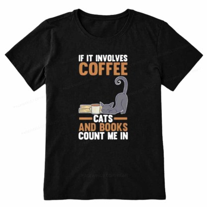 Pagewings Cats Reading Books Coffee Unisex Classic T-shirt