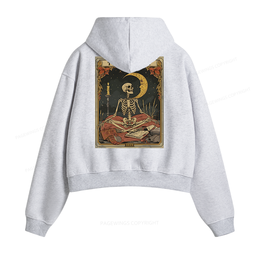 Pagewings The Reader Tarot Card Fleece Zip-Up Hoodie