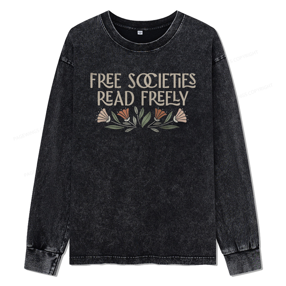 Pagewings Read Freely Unisex Washed Long Sleeve T-shirt
