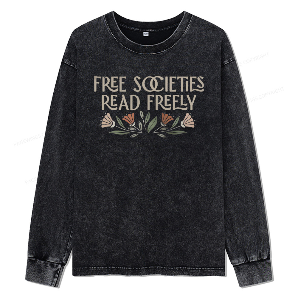 Pagewings Read Freely Unisex Washed Long Sleeve T-shirt