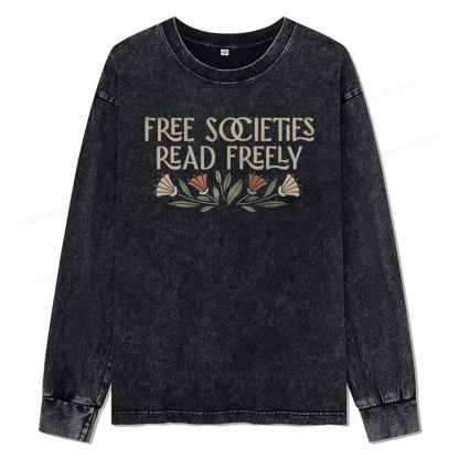 Pagewings Read Freely Unisex Washed Long Sleeve T-shirt
