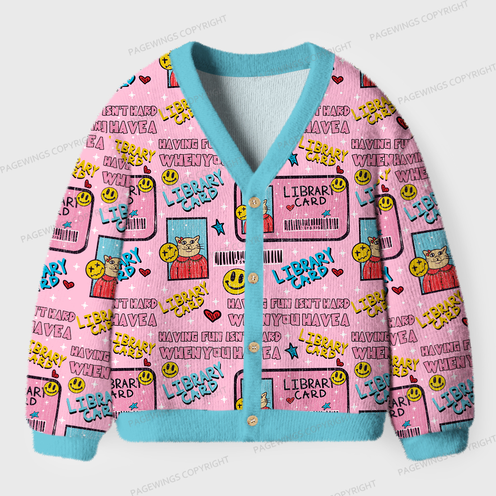 Pagewings Library Card Unisex Ugly Cardigan Sweaters