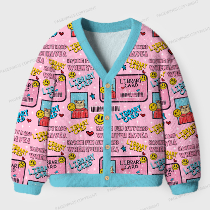 Pagewings Library Card Unisex Ugly Cardigan Sweaters