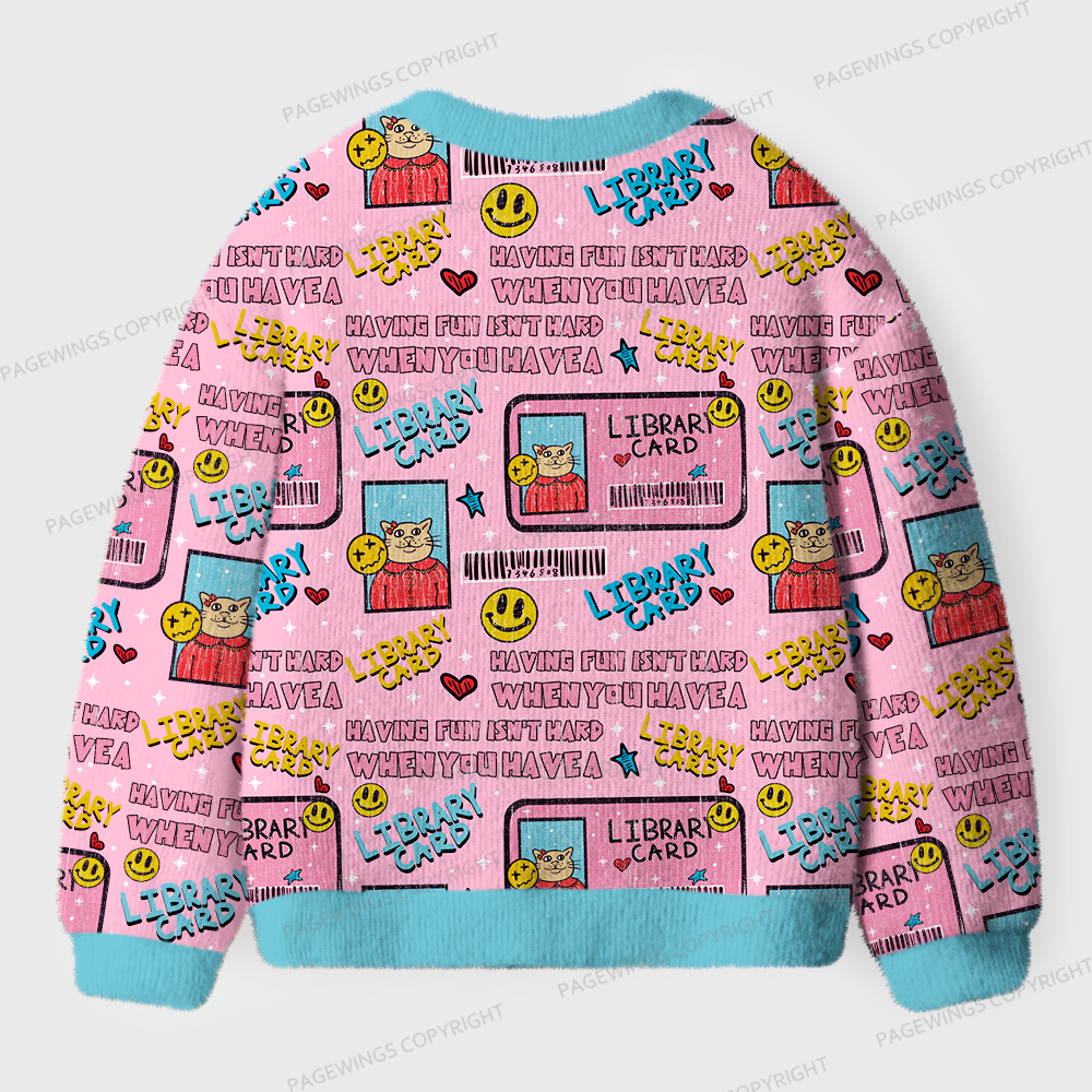 Pagewings Library Card Unisex Ugly Cardigan Sweaters