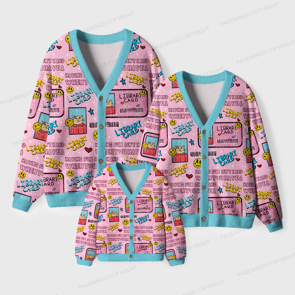 Pagewings Library Card Unisex Ugly Cardigan Sweaters