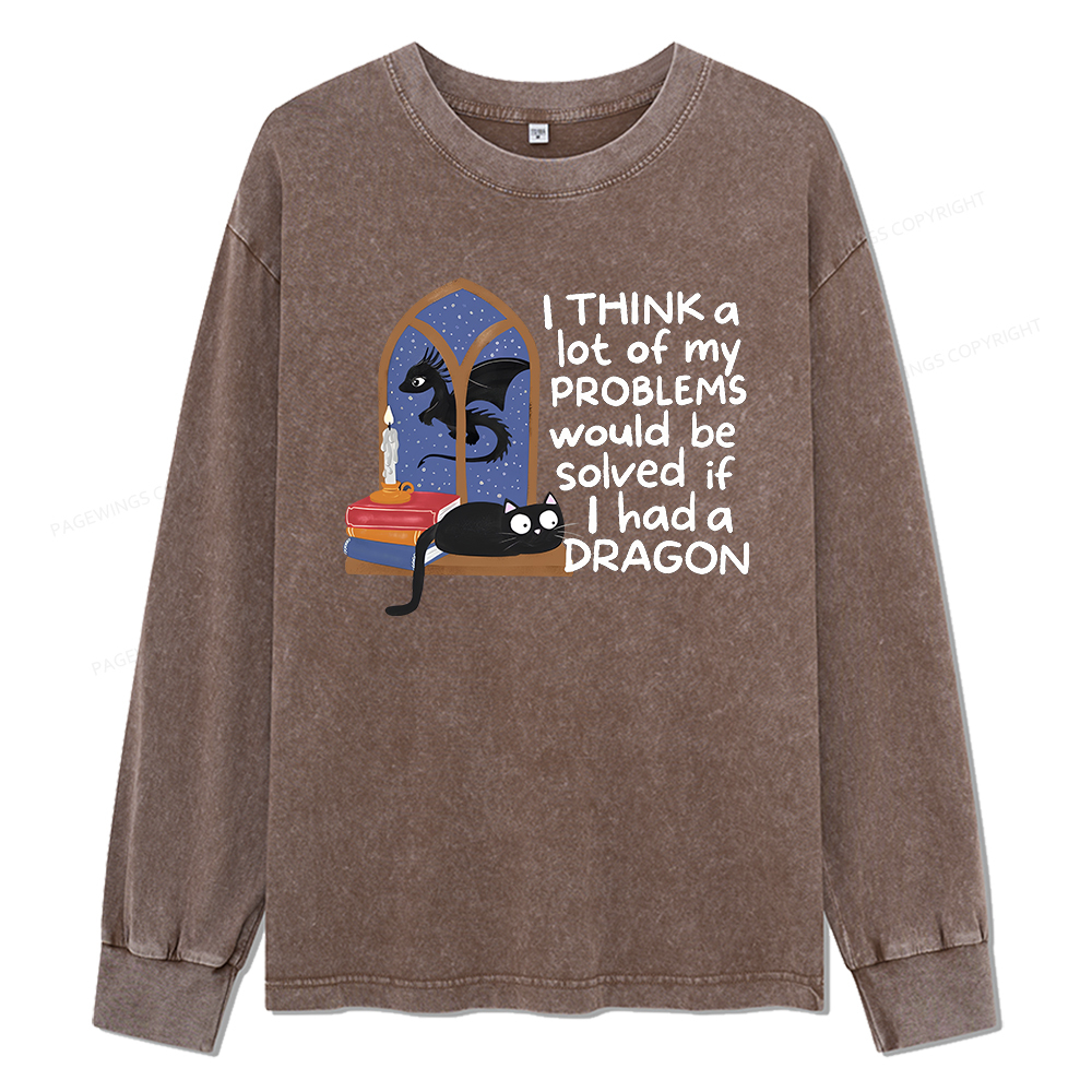 Pagewings If I Had A BookDragon Unisex Washed Long Sleeve T-shirt