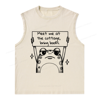 Pagewings Meet Me At The Cottage Bring Books Unisex Washed Tank Top