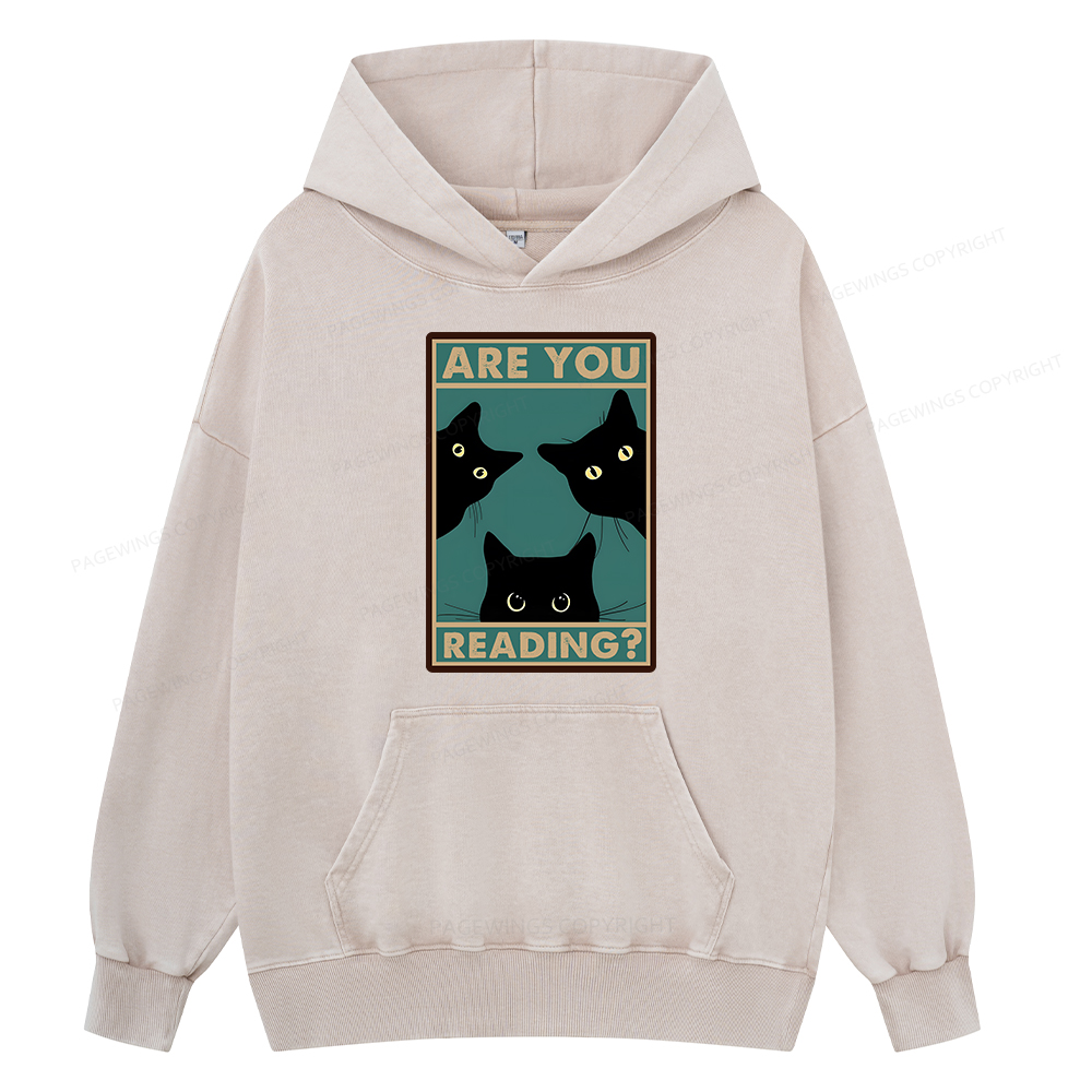 Pagewings Are You Reading Unisex Washed Hoodie