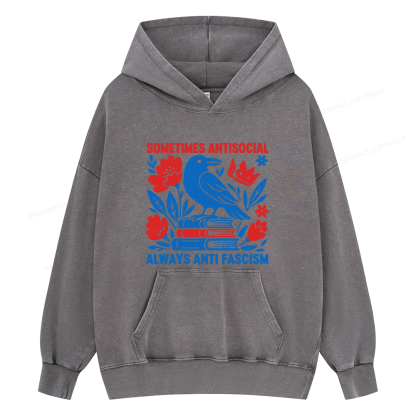 Pagewings Anti Fascism Unisex Washed Hoodie
