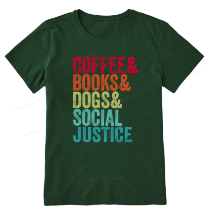 Pagewings Books Coffee Dogs Social Justice Unisex Classic T-shirt