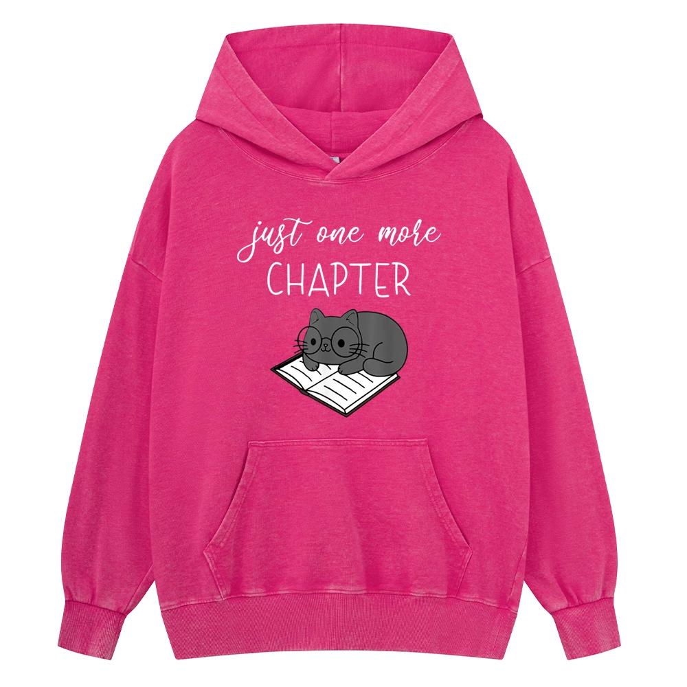 Pagewings Book Worm Reading Cat Unisex Washed Hoodie