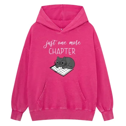 Pagewings Book Worm Reading Cat Unisex Washed Hoodie