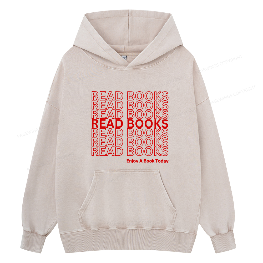 Pagewings Read Books Librarian Unisex Washed Hoodie