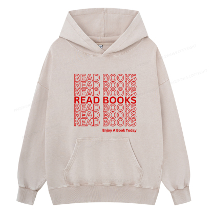 Pagewings Read Books Librarian Unisex Washed Hoodie