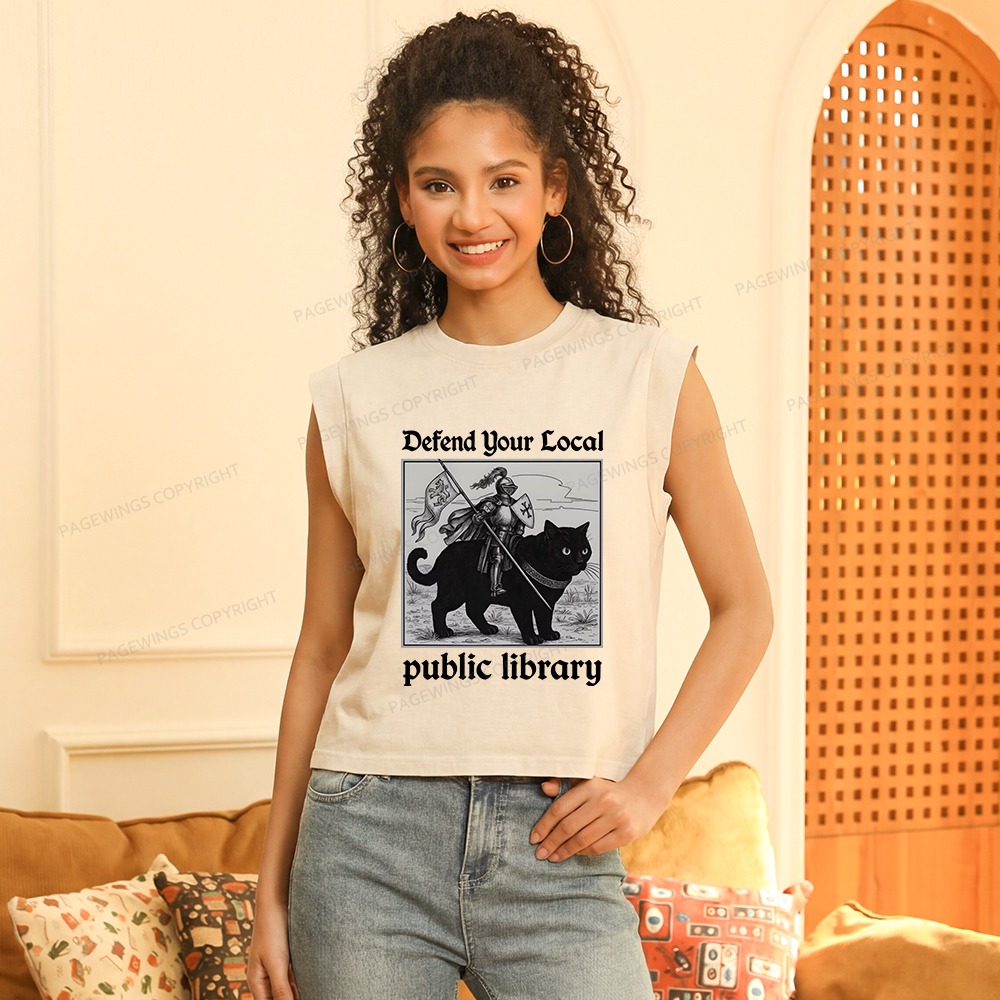 Pagewings Defend Your Local public library Women's Washed Tank Top