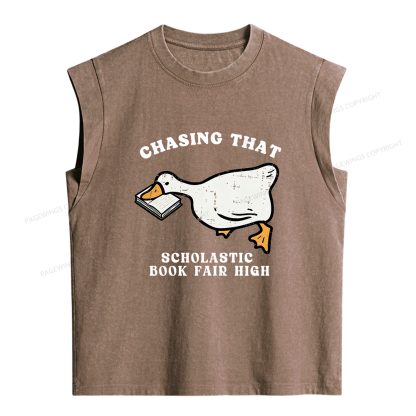 Pagewing Chasing That Scholastic Book Fair High Women's Washed Tank Top