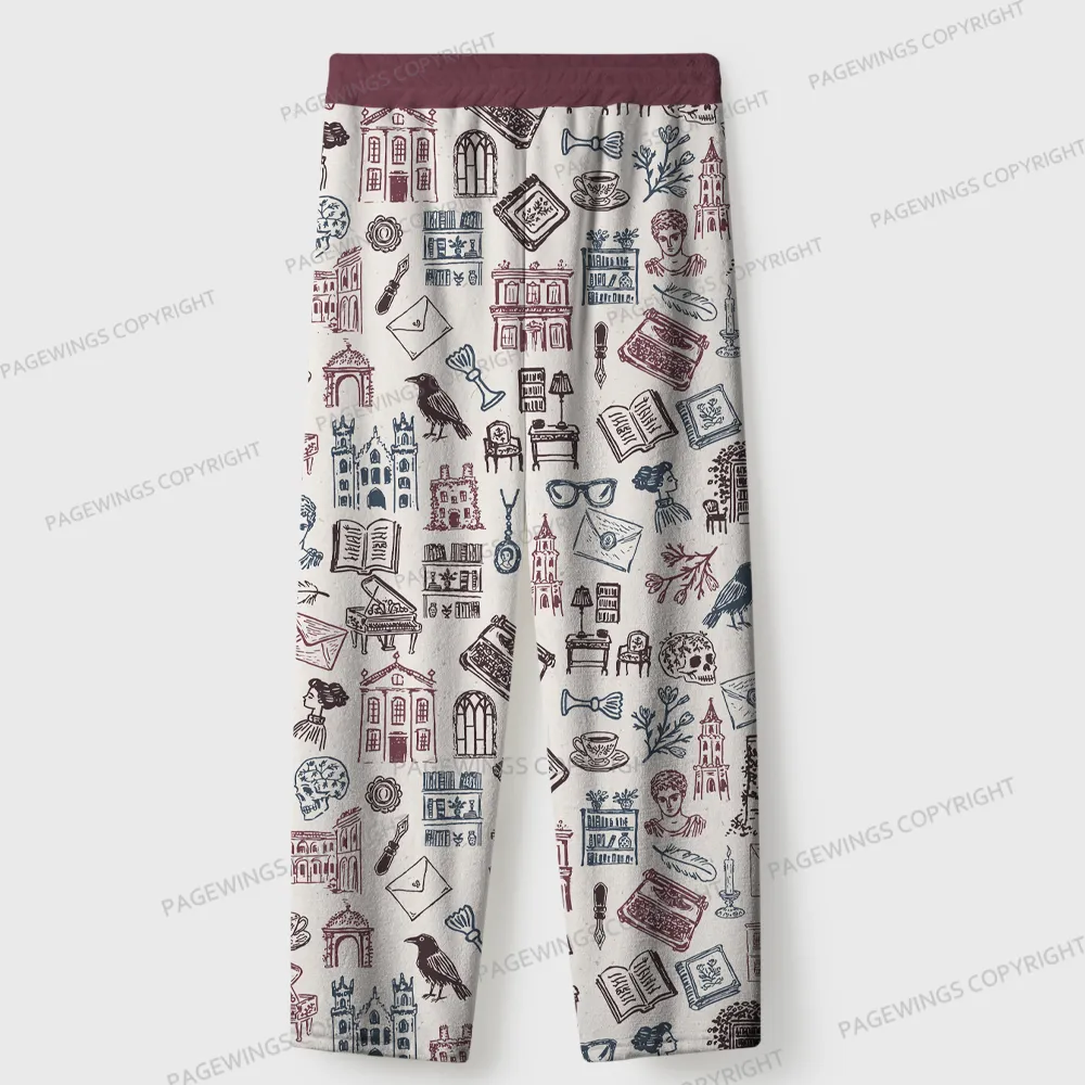 Pagewings Bookish Atmosphere Unisex Flannel Pajama Set