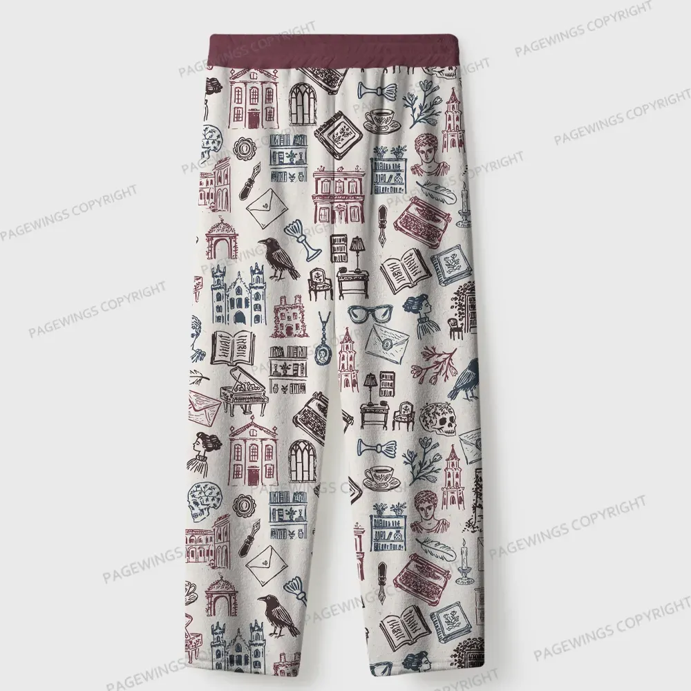Pagewings Bookish Atmosphere Unisex Flannel Pajama Set