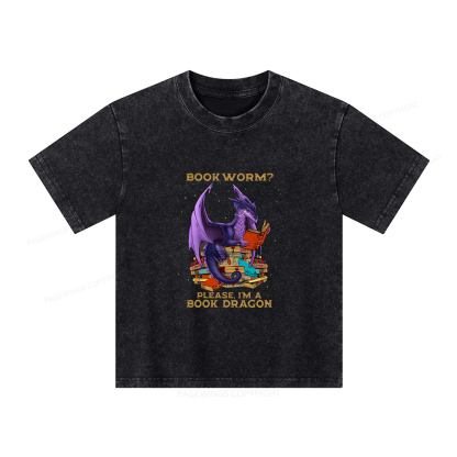 Pagewings Bookworm Please I'm A Book Dragon Unisex Kids Washed T-shirt