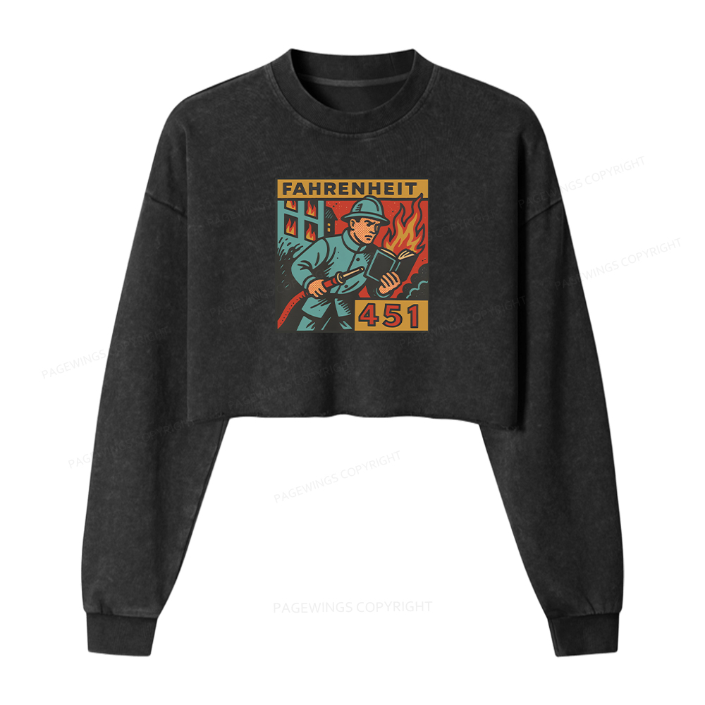 Pagewings Literature 451 Washed Crop Sweatshirt