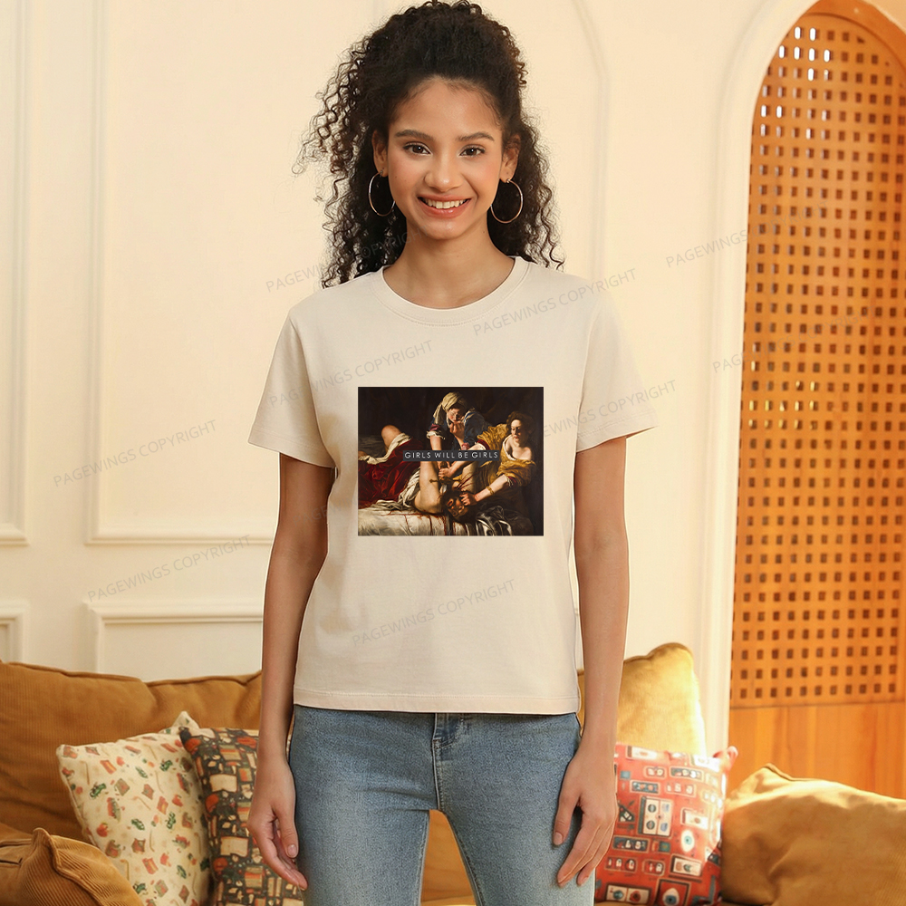 Pagewings Girls Will Be Girls Women's Washed T-shirt
