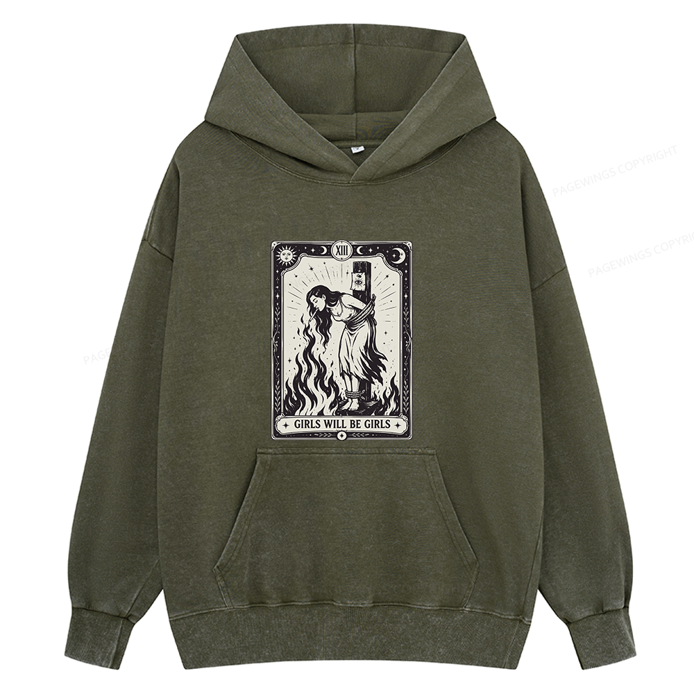 Pagewings Girls Will Be Girls Unisex Washed Hoodie