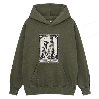 Pagewings Girls Will Be Girls Unisex Washed Hoodie