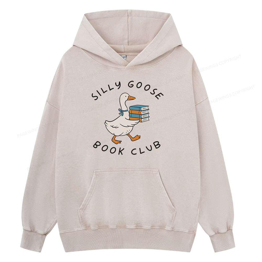 Pagewing Silly Goose Book Club Unisex Washed Hoodie