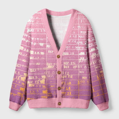 Pagewings Vintage Library Card Light Knit Unisex Cardigan Sweaters