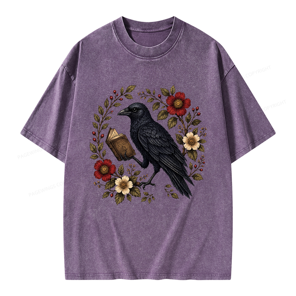 Pagewings Black Crow Unisex Washed T-shirt