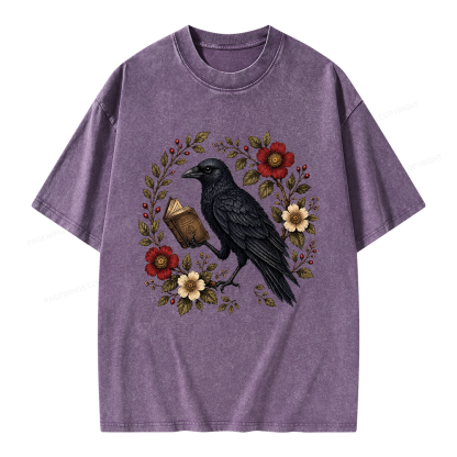 Pagewings Black Crow Unisex Washed T-shirt
