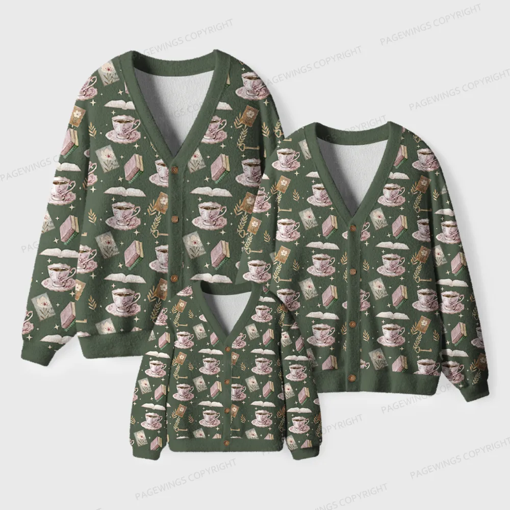 Pagewings I Love Books  Unisex Ugly Cardigan Sweaters