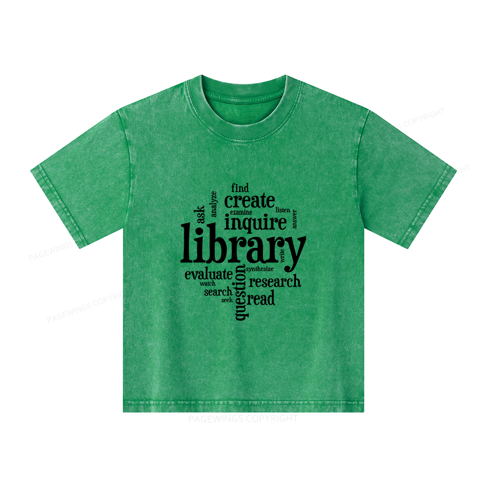 Pagewings Library Unisex Kids Washed T-shirt