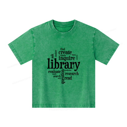 Pagewings Library Unisex Kids Washed T-shirt