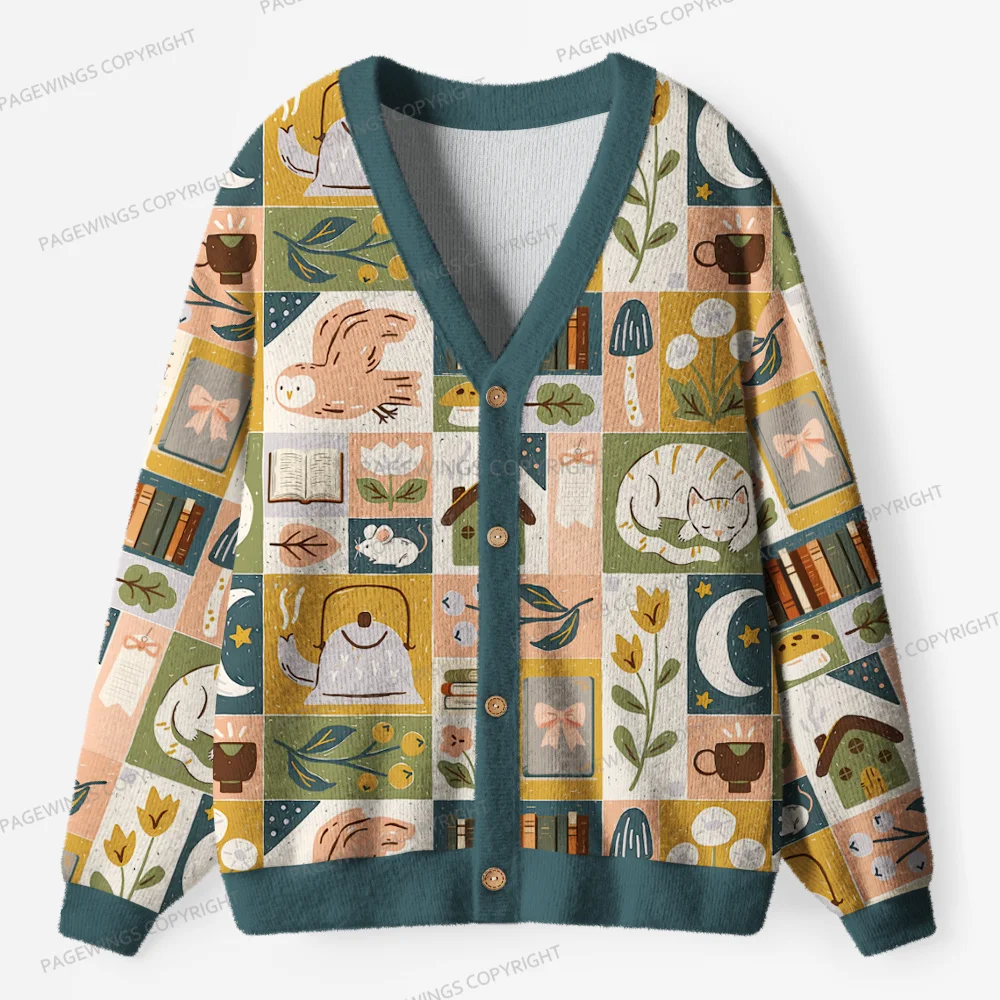 Pagewings Cozy Reading Unisex Ugly Cardigan Sweaters